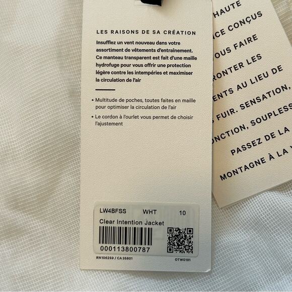 Lululemon Clear Intention Jacket in White NWT Size 10 - Picture 13 of 16